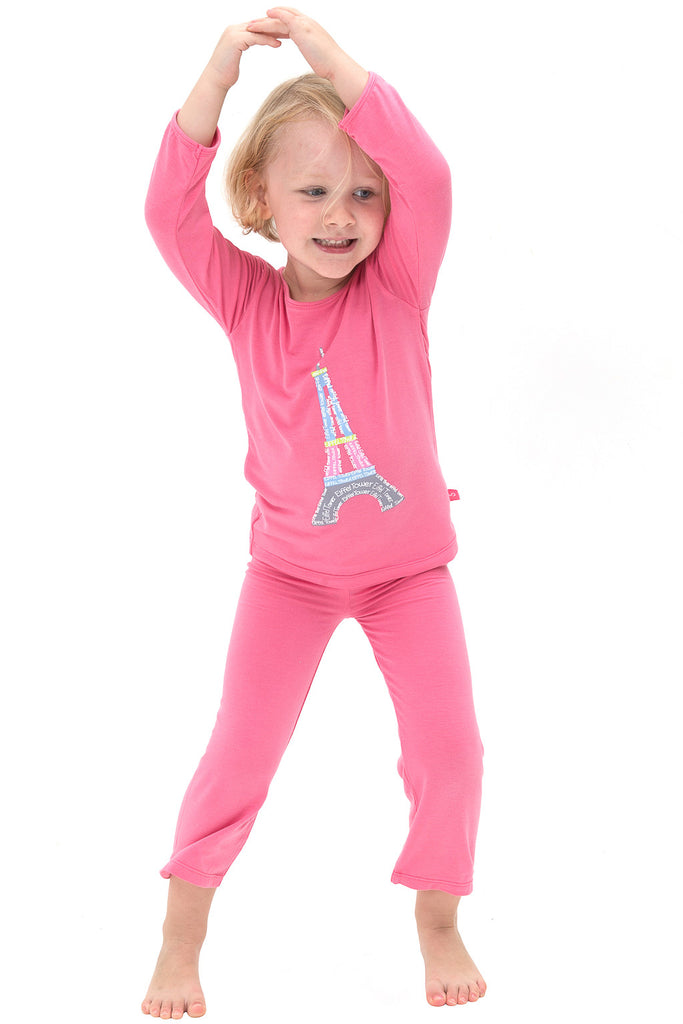 Bamboo long sleeve tee - Eliza the Eiffel tower - SNUGALICIOUS BAMBOO