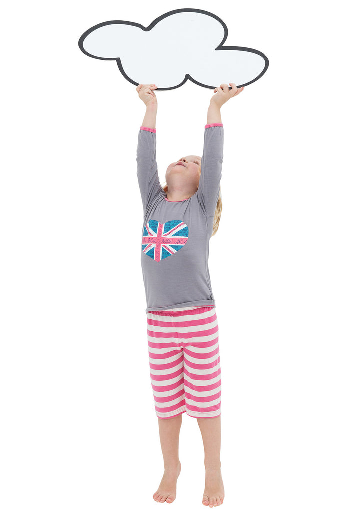 Bamboo yoga pants - short - coral stripe - SNUGALICIOUS BAMBOO