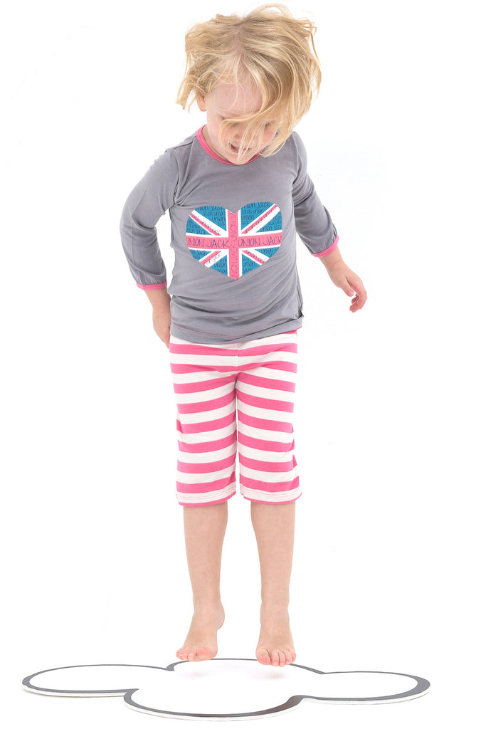 Bamboo yoga pants - short - coral stripe - SNUGALICIOUS BAMBOO