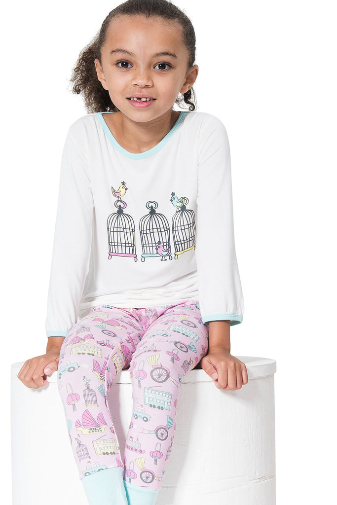 Bamboo long John Pyjamas - Lucy's Birdcage - SNUGALICIOUS BAMBOO
