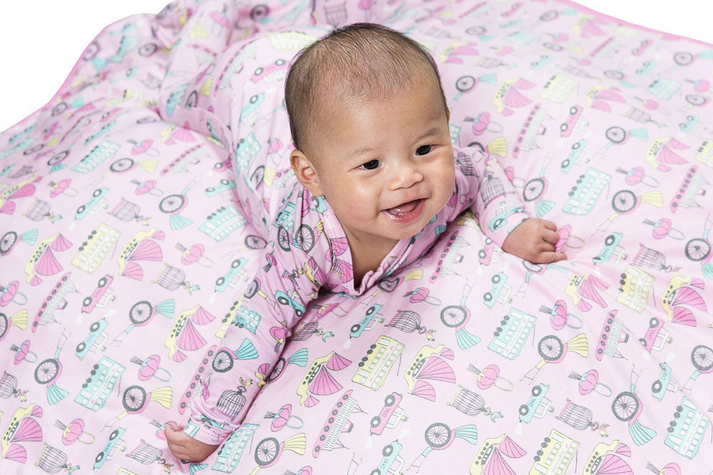 Bamboo baby blanket - Hong Kong print - Girls - SNUGALICIOUS BAMBOO