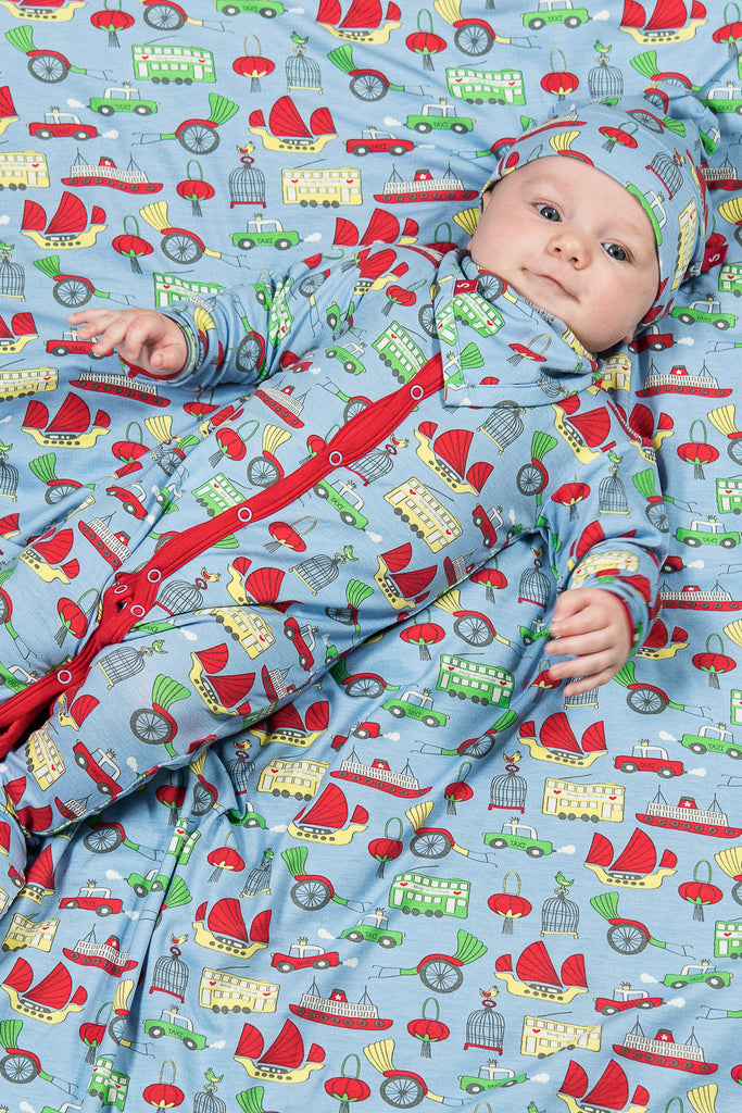 Bamboo baby dribble bib - Hong Kong boys print - SNUGALICIOUS BAMBOO