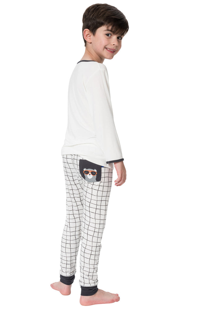 Bamboo long John Pyjamas - Harvey's unbearably cool bear - SNUGALICIOUS BAMBOO