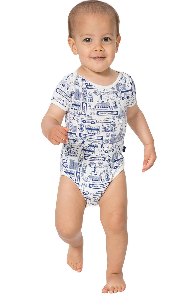 Bamboo onesie - short sleeve - Busy Hong Kong - SNUGALICIOUS BAMBOO
