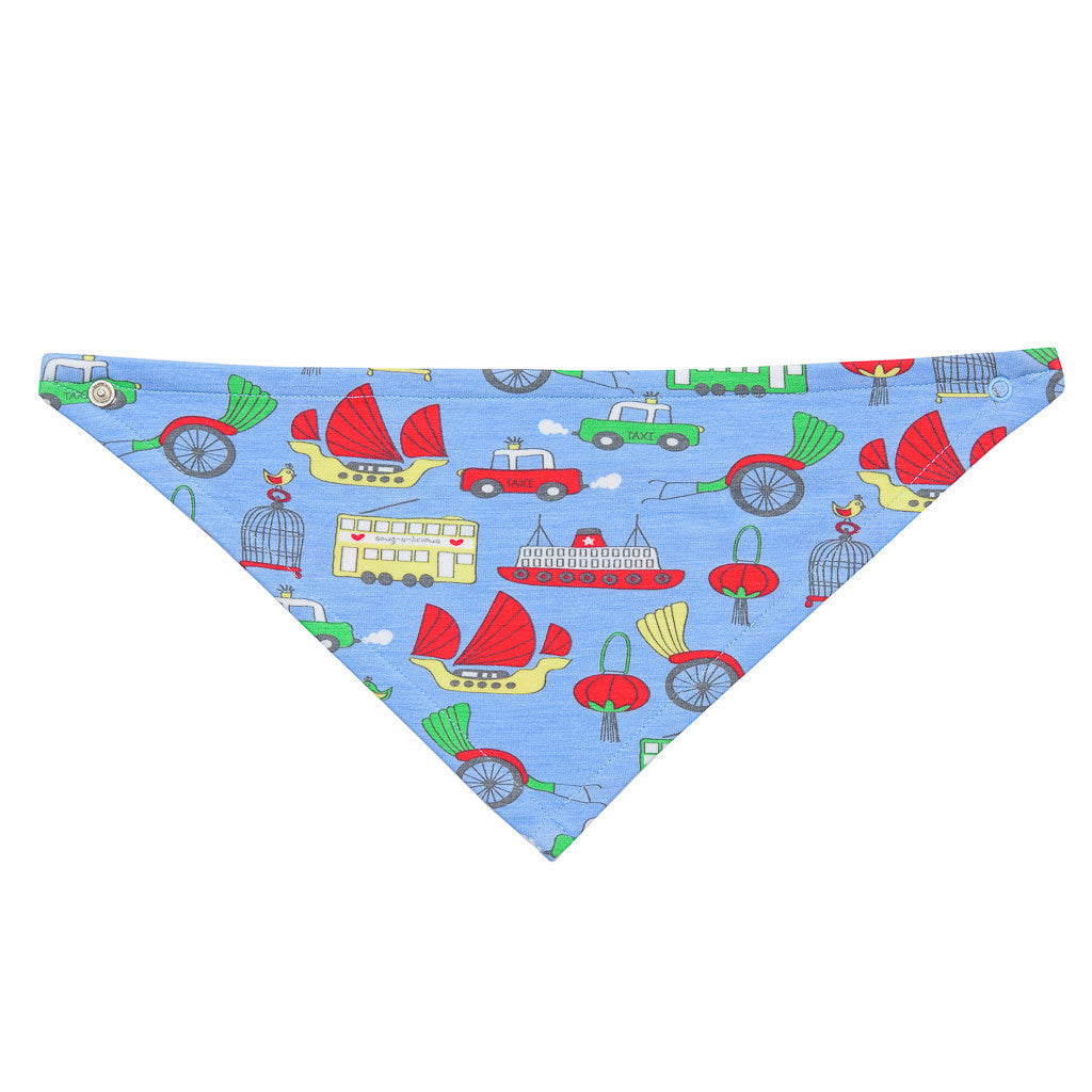 Bamboo baby dribble bib - Hong Kong boys print - SNUGALICIOUS BAMBOO