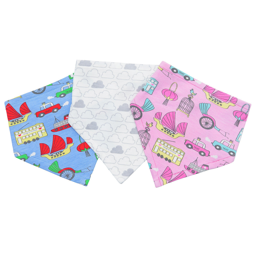 Bamboo baby dribble bib - Beautiful cloud print - SNUGALICIOUS BAMBOO