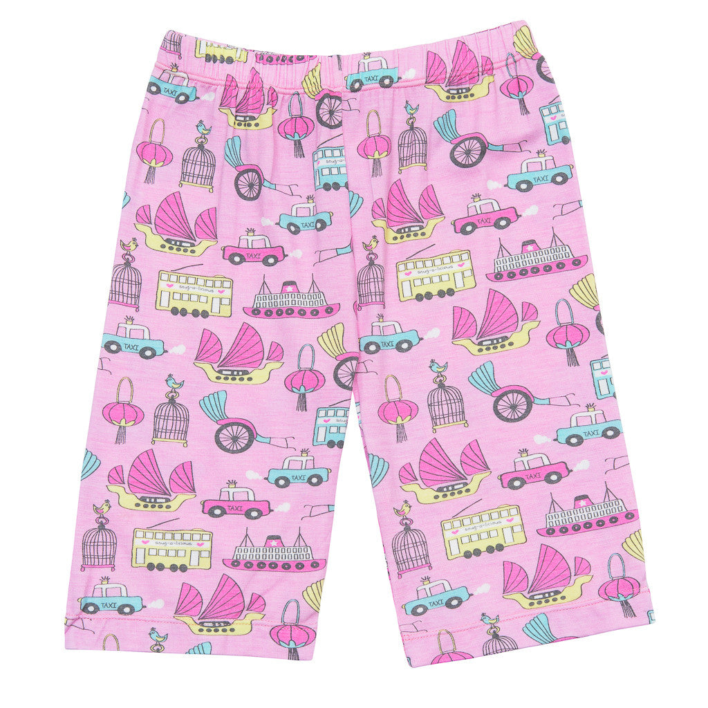 Bamboo short pyjamas Hong Kong Girl's print - SNUGALICIOUS BAMBOO
