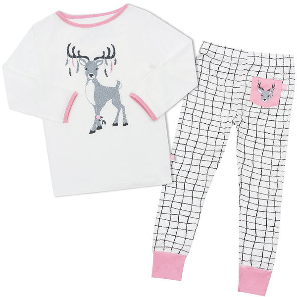 Bamboo Baby Girl long john pyjamas eve s deer