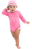 Bamboo baby hat - knot top style- Coral stripe - SNUGALICIOUS BAMBOO
