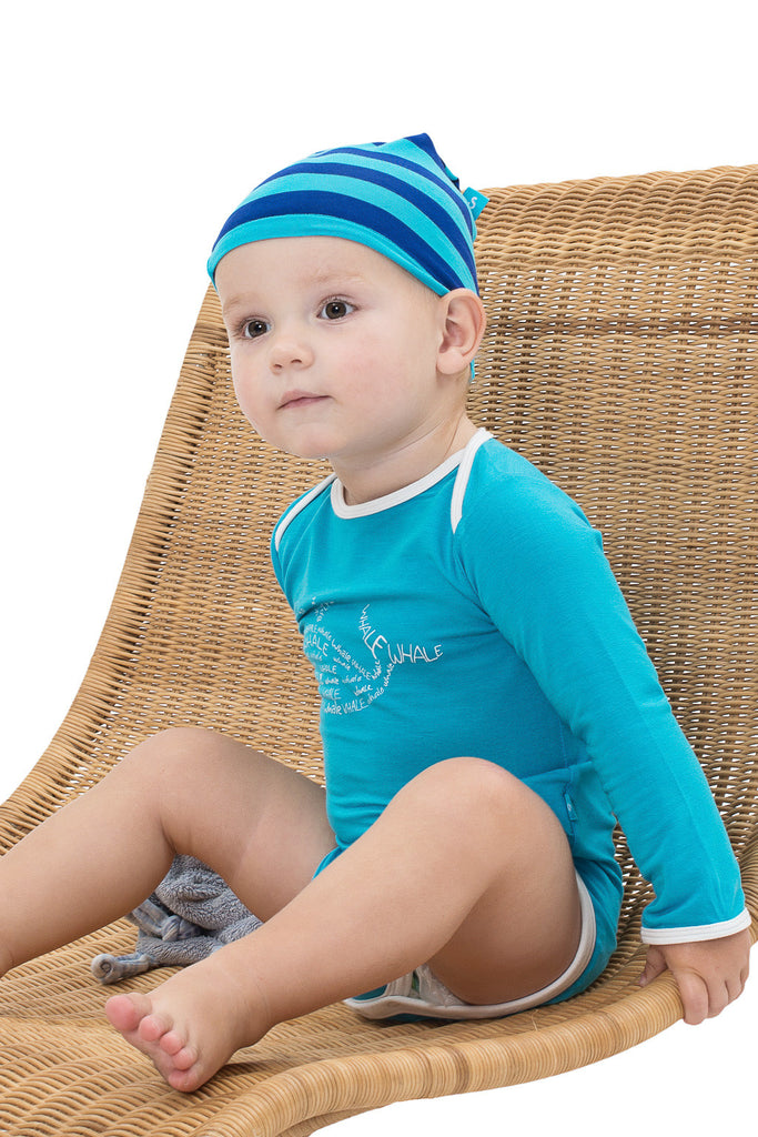 Bamboo onesie - long sleeve - Drew the Whale - SNUGALICIOUS BAMBOO