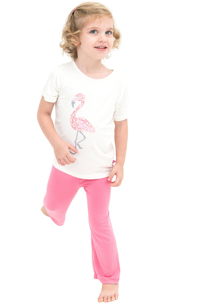 Bamboo short sleeve tee - Florri the flamingo - SNUGALICIOUS BAMBOO