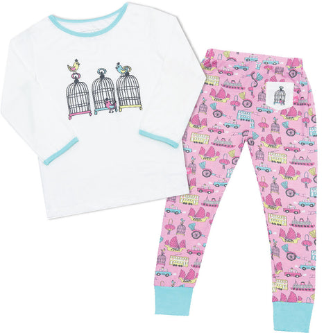 Bamboo short pyjamas Hong Kong Girl's print