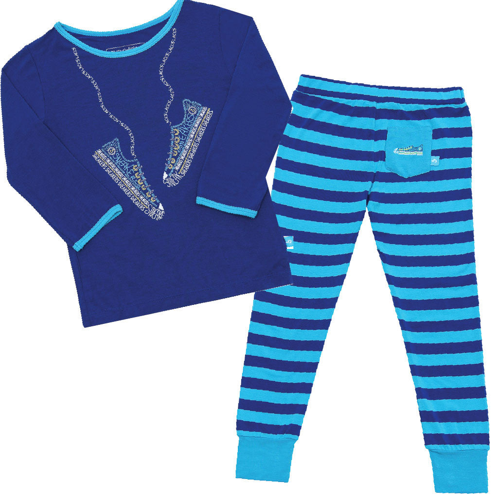 Bamboo Baby long john pyjamas - jack's sneakers