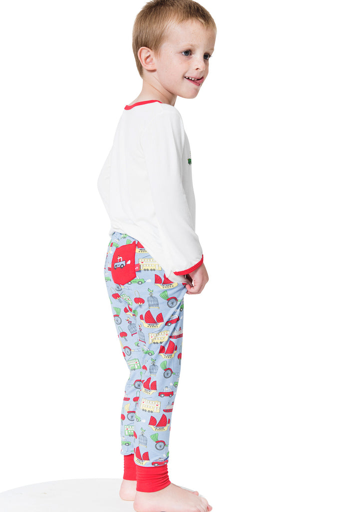 Bamboo long John Pyjamas - 3 little taxis - SNUGALICIOUS BAMBOO