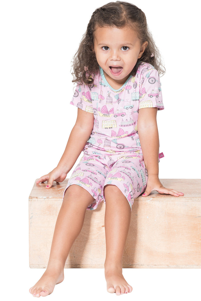 Bamboo short pyjamas Hong Kong Girl's print - SNUGALICIOUS BAMBOO