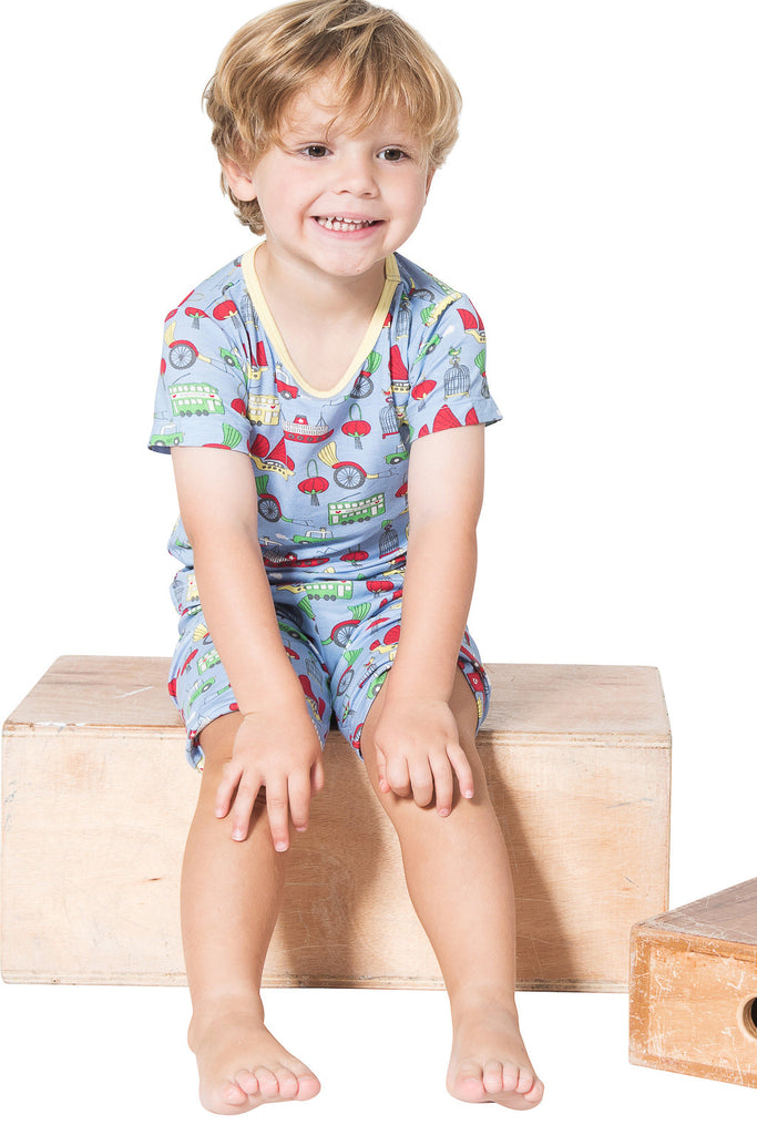 Bamboo short pyjamas - Hong Kong boy's print - SNUGALICIOUS BAMBOO