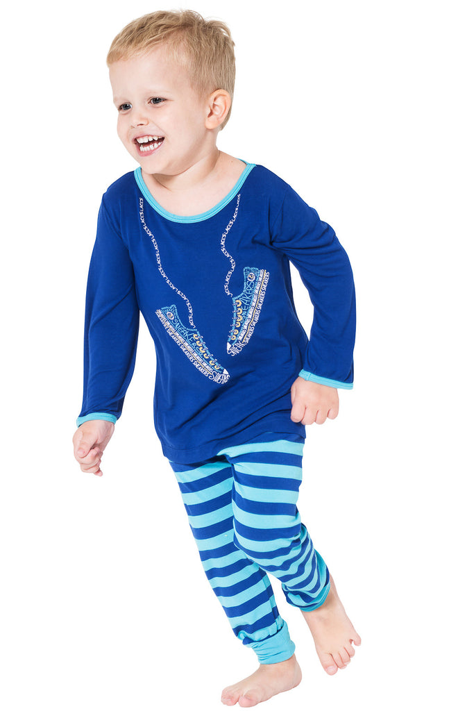 Bamboo long John Pyjamas - Jack's Sneakers - SNUGALICIOUS BAMBOO