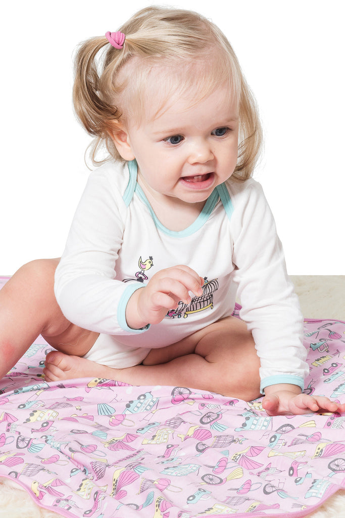 Bamboo long sleeve onesie - Lucy's Birdcage - SNUGALICIOUS BAMBOO