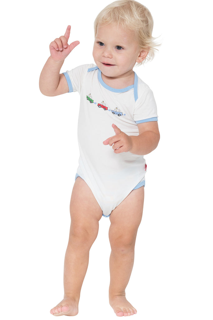 Bamboo onesie - short sleeve - 3 little taxi's - SNUGALICIOUS BAMBOO