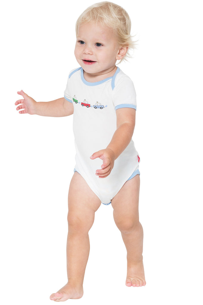 Bamboo onesie - short sleeve - 3 little taxi's - SNUGALICIOUS BAMBOO