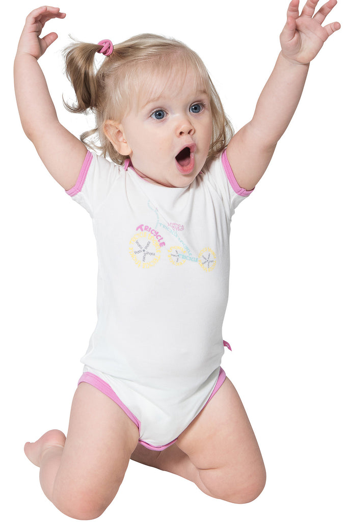 Bamboo onesie - short sleeve - Matilda's Tricycle - SNUGALICIOUS BAMBOO