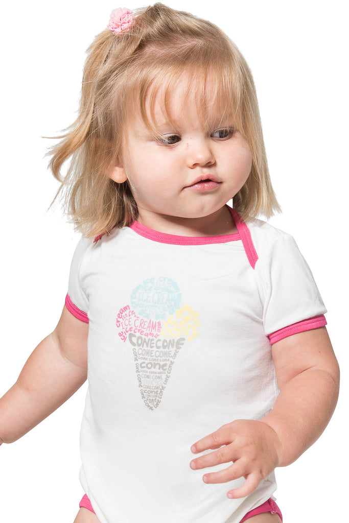 Bamboo onesie - short sleeve - Hannahs's Icecream cone - SNUGALICIOUS BAMBOO