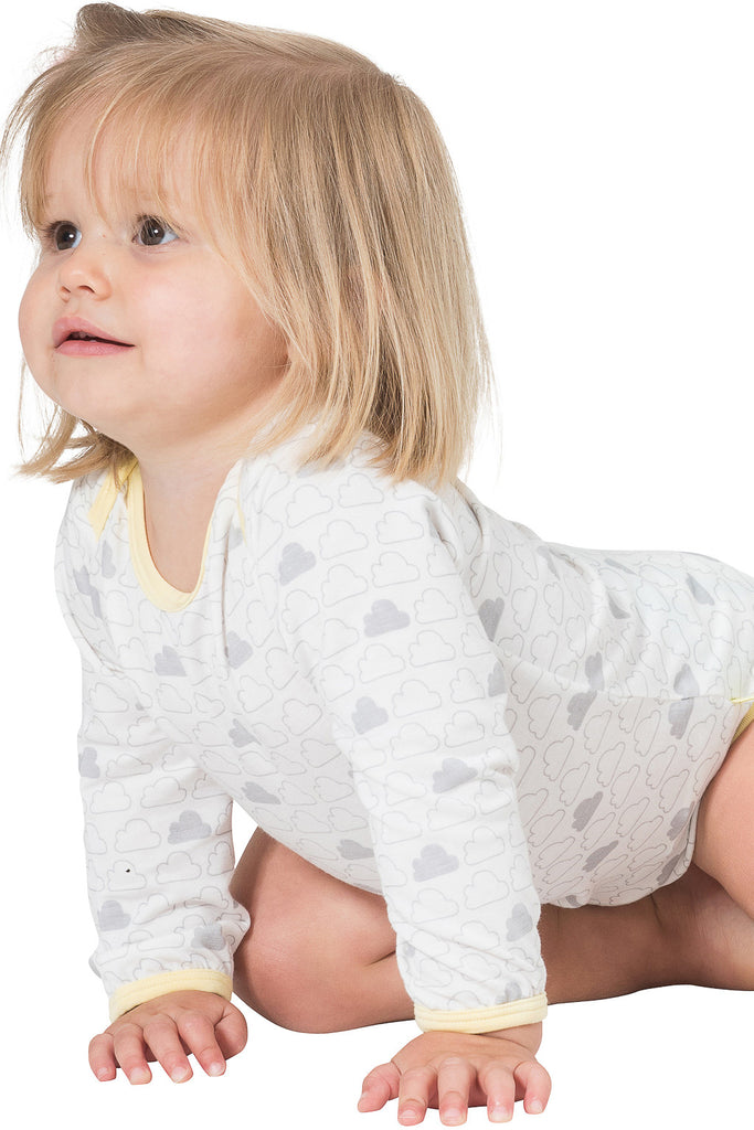 Bamboo onesie - long sleeve - Charlie's Cloud print - SNUGALICIOUS BAMBOO