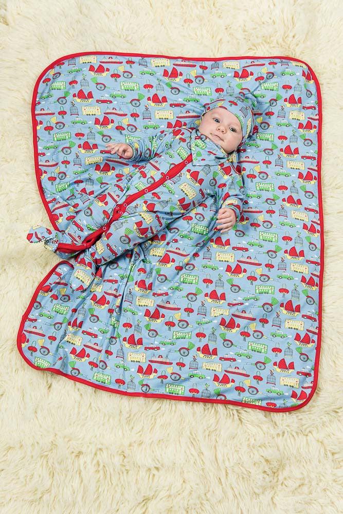 Bamboo baby blanket - Hong Kong print - Boys - SNUGALICIOUS BAMBOO