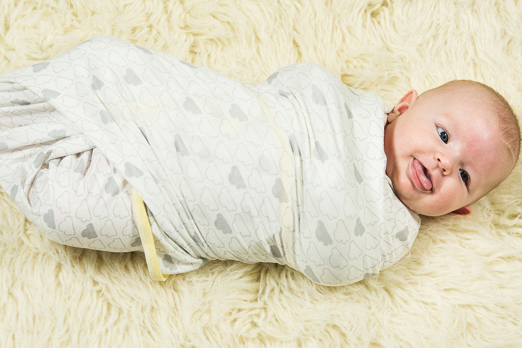 Bamboo baby blanket - Large swaddle( 1m x1m) Cloud print - SNUGALICIOUS BAMBOO