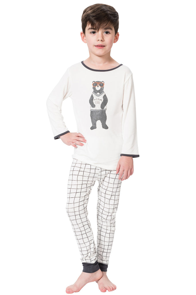 Bamboo long John Pyjamas - Harvey's unbearably cool bear - SNUGALICIOUS BAMBOO