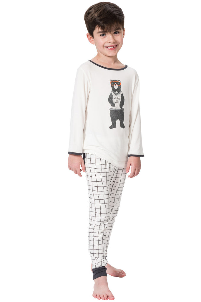 Bamboo long John Pyjamas - Harvey's unbearably cool bear - SNUGALICIOUS BAMBOO