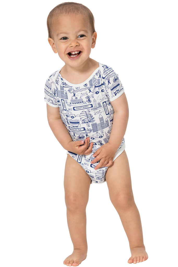 Bamboo onesie - short sleeve - Busy Hong Kong - SNUGALICIOUS BAMBOO