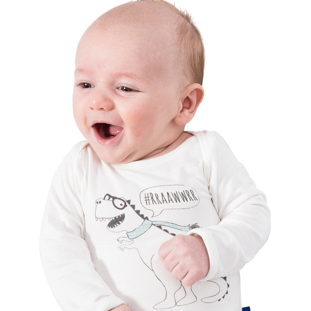 Bamboo onesie - long sleeve - Dino - SNUGALICIOUS BAMBOO