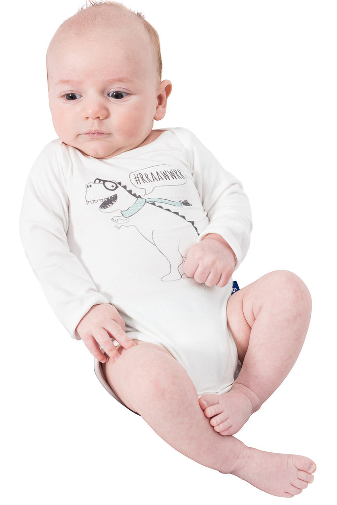 Bamboo onesie - long sleeve - Dino - SNUGALICIOUS BAMBOO