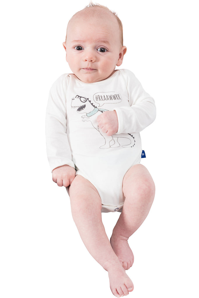 Bamboo onesie - long sleeve - Dino - SNUGALICIOUS BAMBOO