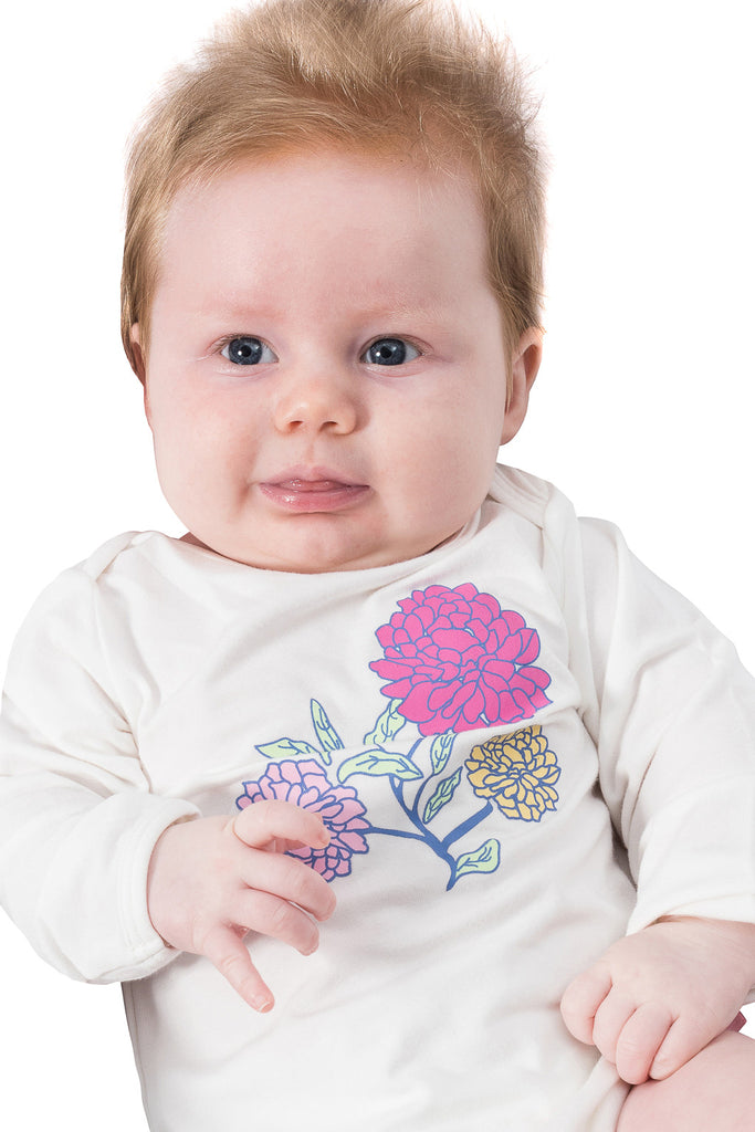 Gift set - Long sleeve onesie/Blanket - Annie's Flowers - SNUGALICIOUS BAMBOO