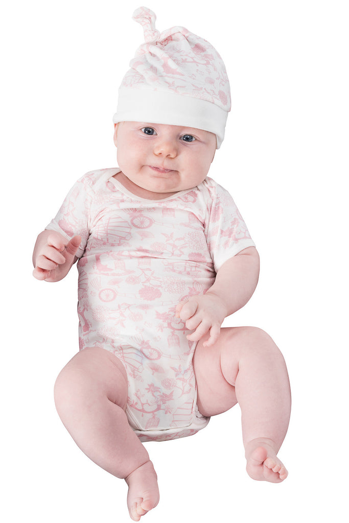 Bamboo baby hat - knot top style - Oriental girl - SNUGALICIOUS BAMBOO