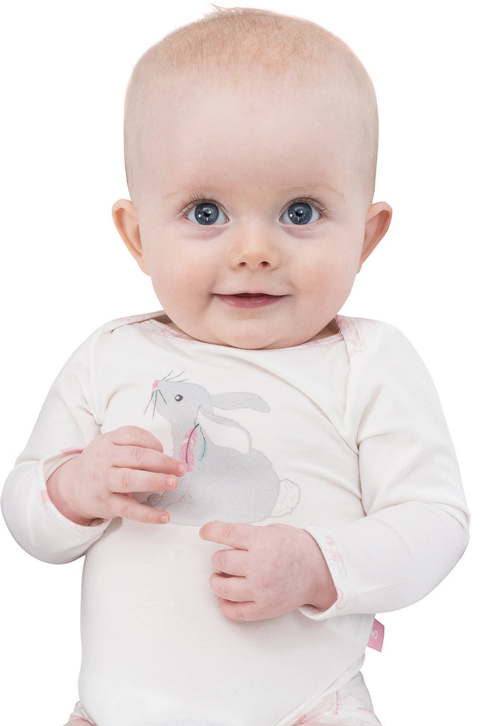 Bamboo onesie - long sleeve - Claudia's Rabbit - SNUGALICIOUS BAMBOO