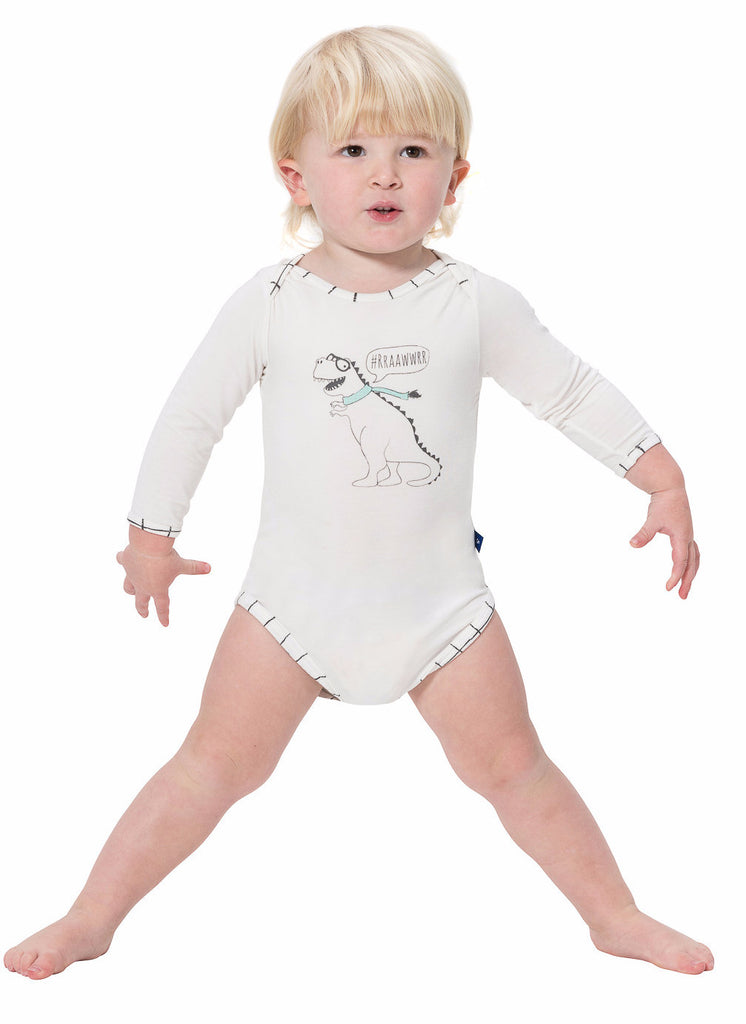 Bamboo onesie - long sleeve - Dino - SNUGALICIOUS BAMBOO