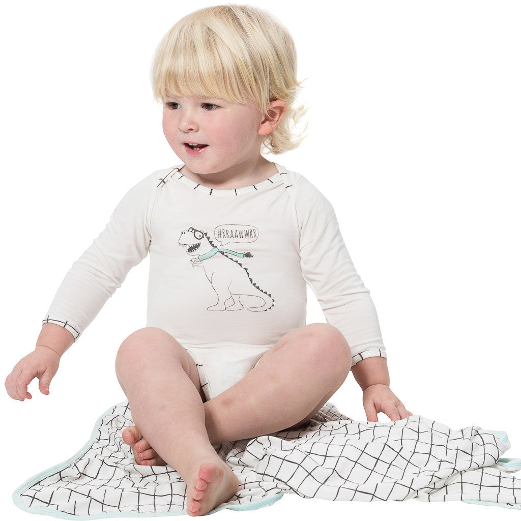 Bamboo onesie - long sleeve - Dino - SNUGALICIOUS BAMBOO