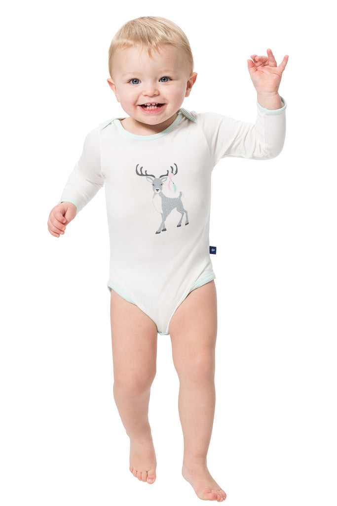 Bamboo onesie - long sleeve - Eve's Deer - SNUGALICIOUS BAMBOO