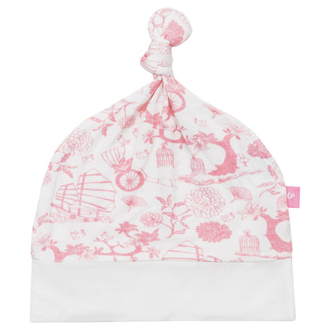 Bamboo baby hat- Knot top style - Cloud print