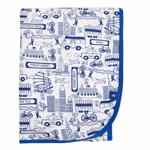 Bamboo baby blanket - Hong Kong print - Boys