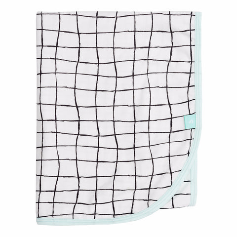 Bamboo baby dribble bib - Grid print