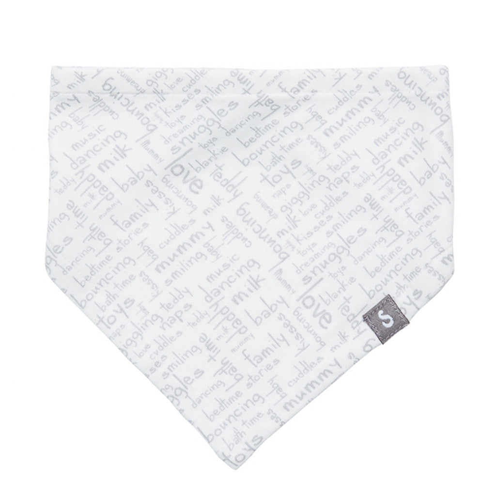 Bamboo baby dribble bib - Baby's favourite things print - SNUGALICIOUS BAMBOO