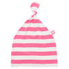 Bamboo baby hat - knot top style- Coral stripe - SNUGALICIOUS BAMBOO