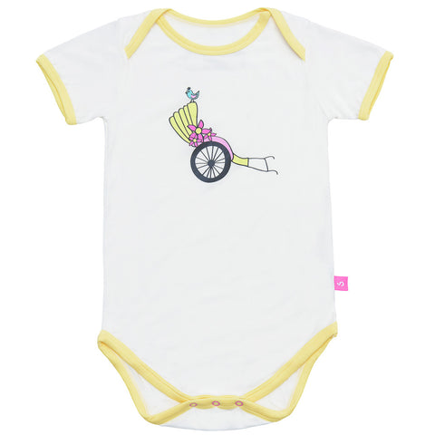 Bamboo onesie - short sleeve - Sunshine on a cloudy day