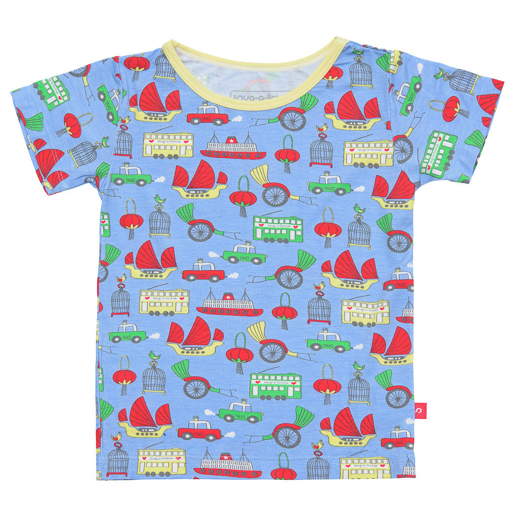 Bamboo short pyjamas - Hong Kong boy's print - SNUGALICIOUS BAMBOO