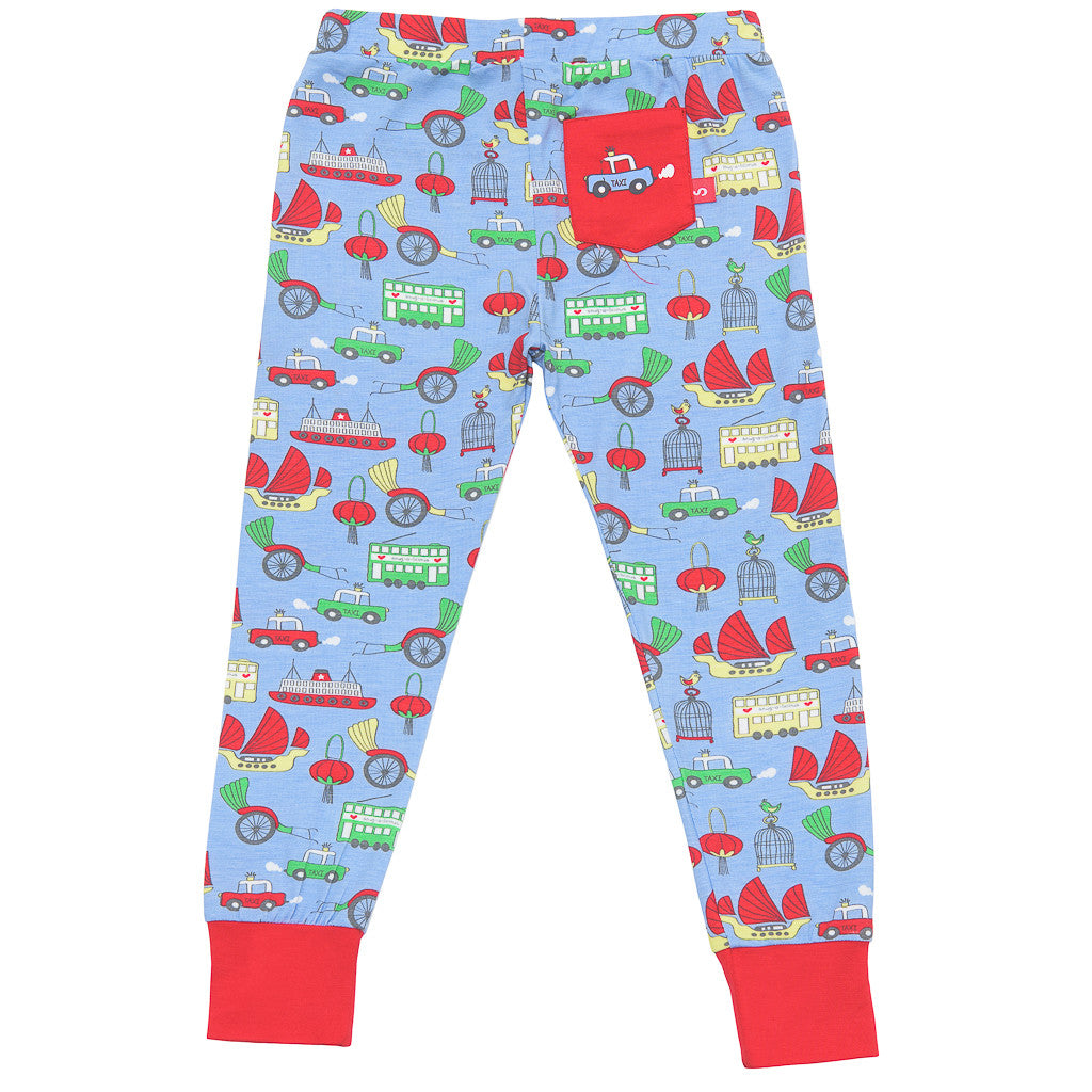 Bamboo long John Pyjamas - 3 little taxis - SNUGALICIOUS BAMBOO