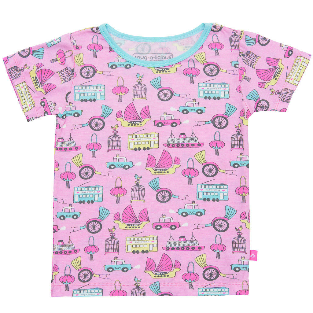 Bamboo short pyjamas Hong Kong Girl's print - SNUGALICIOUS BAMBOO